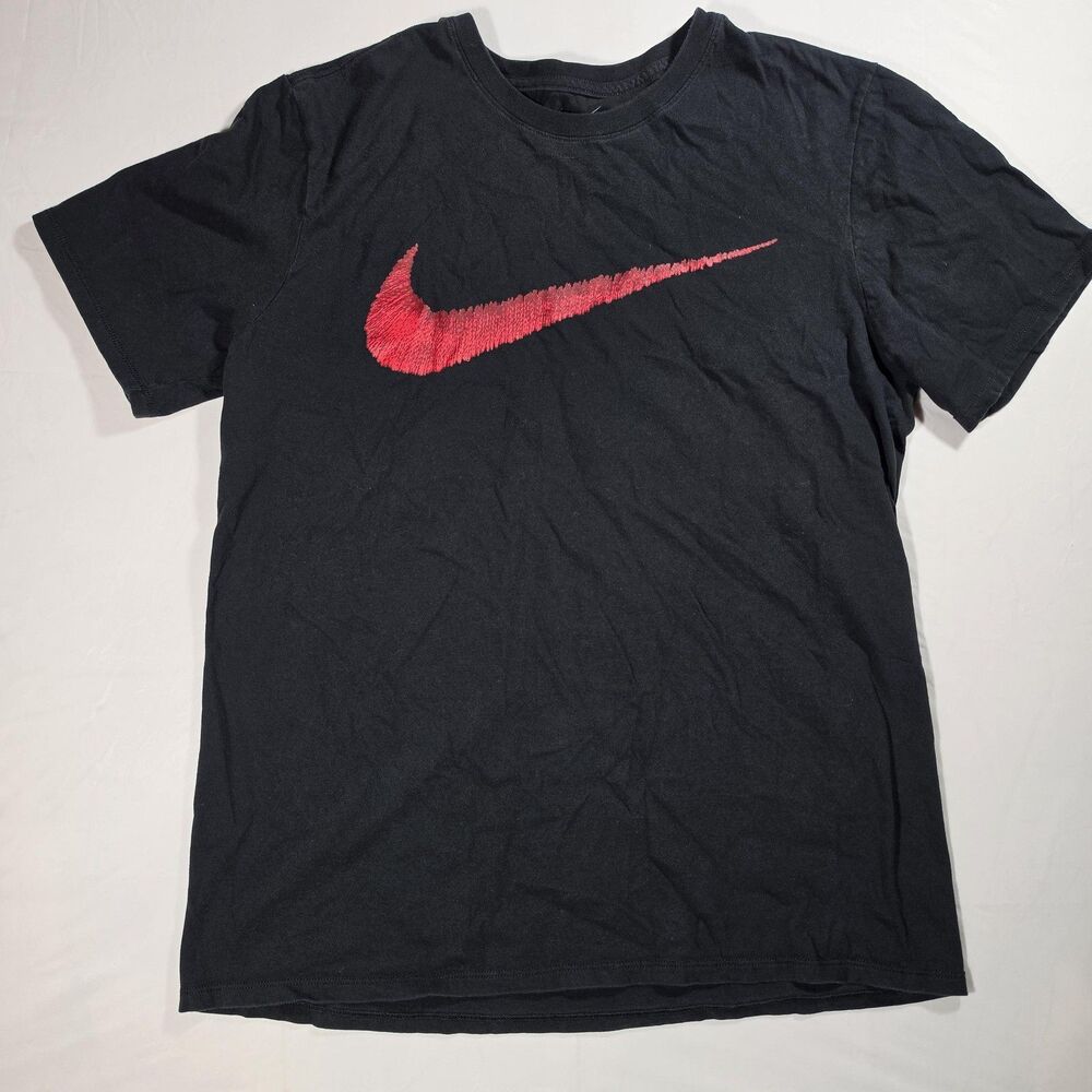 Nike Shirt Mens Large Black The Nike Tee Red Swoosh Logo Graphic Tee Athletic